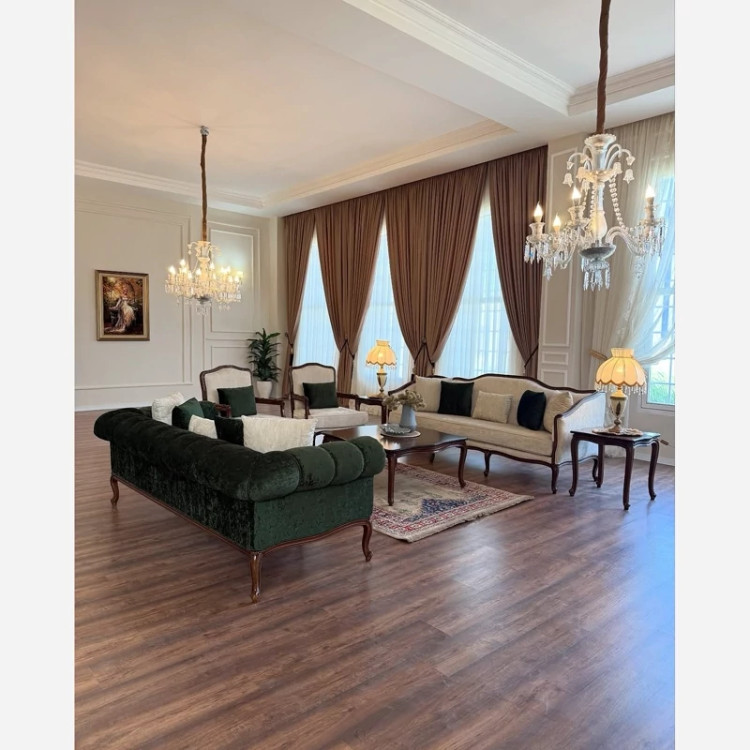 مبل کلاسیک ابزاری و چستر با چوب راش 8 نفره (پس کرایه)