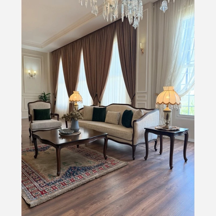مبل کلاسیک ابزاری و چستر با چوب راش 8 نفره (پس کرایه)