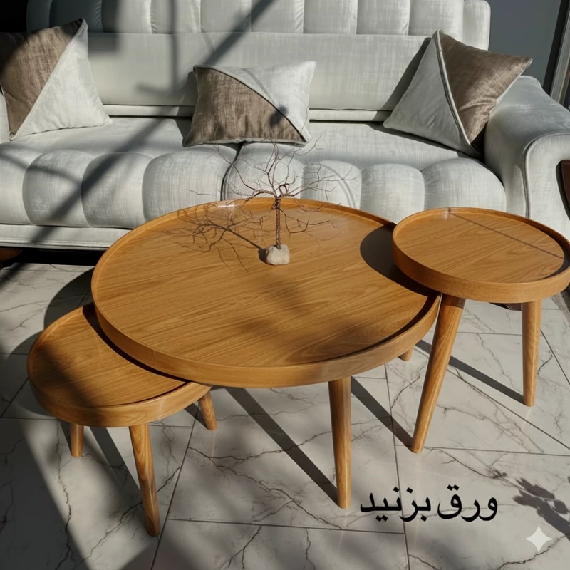 میز جلومبلی گرد لبه دار + 2 عددعسلی (پسکرایه)